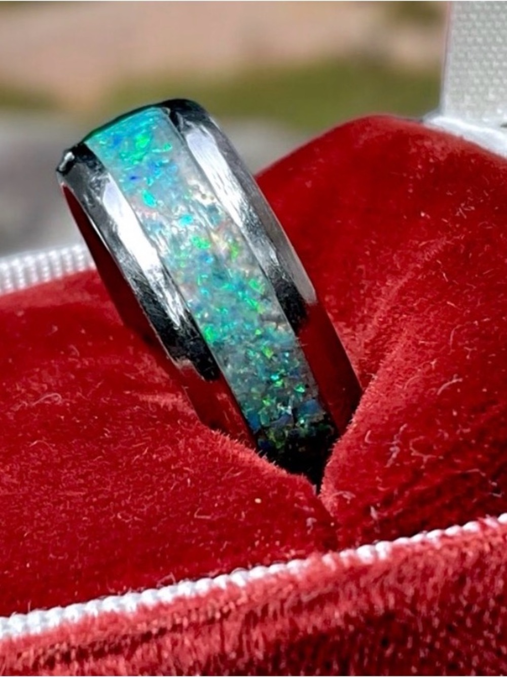 🌺Vintage Artisan Sterling & Opal Ring/Band